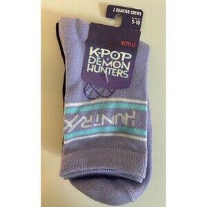 KPop Demon Hunters 2 Pack Girls Socks Huntrx/Chibi size 5-10 NEW